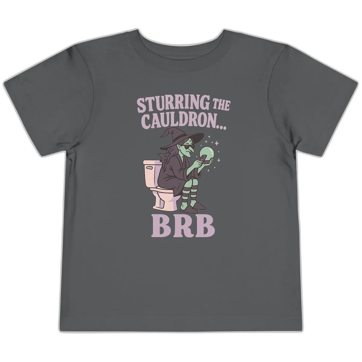 Stirring The Cauldron BRB Witch Toddler T-Shirt in Asphalt