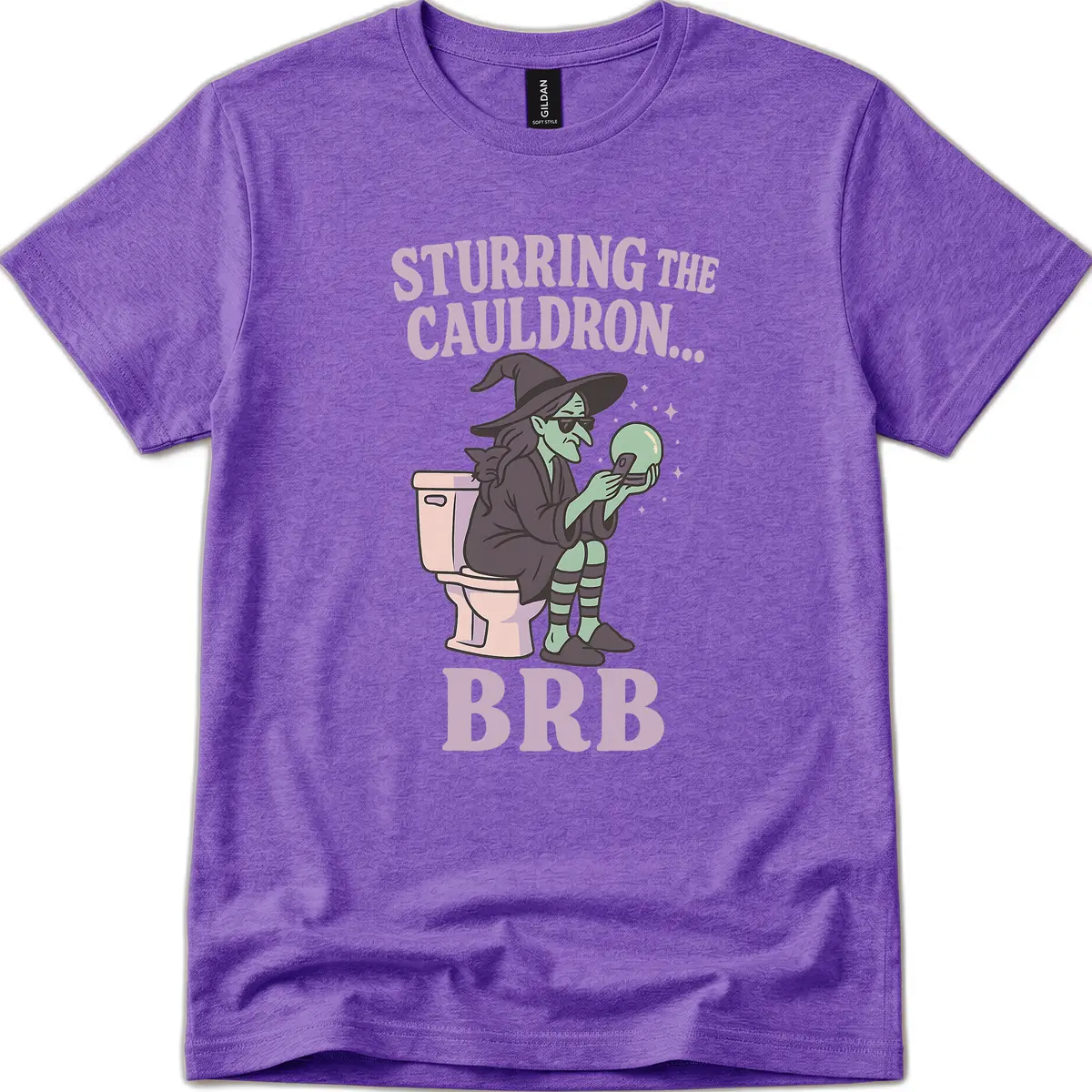 Stirring The Cauldron BRB Witch T-Shirt in Heather Purple
