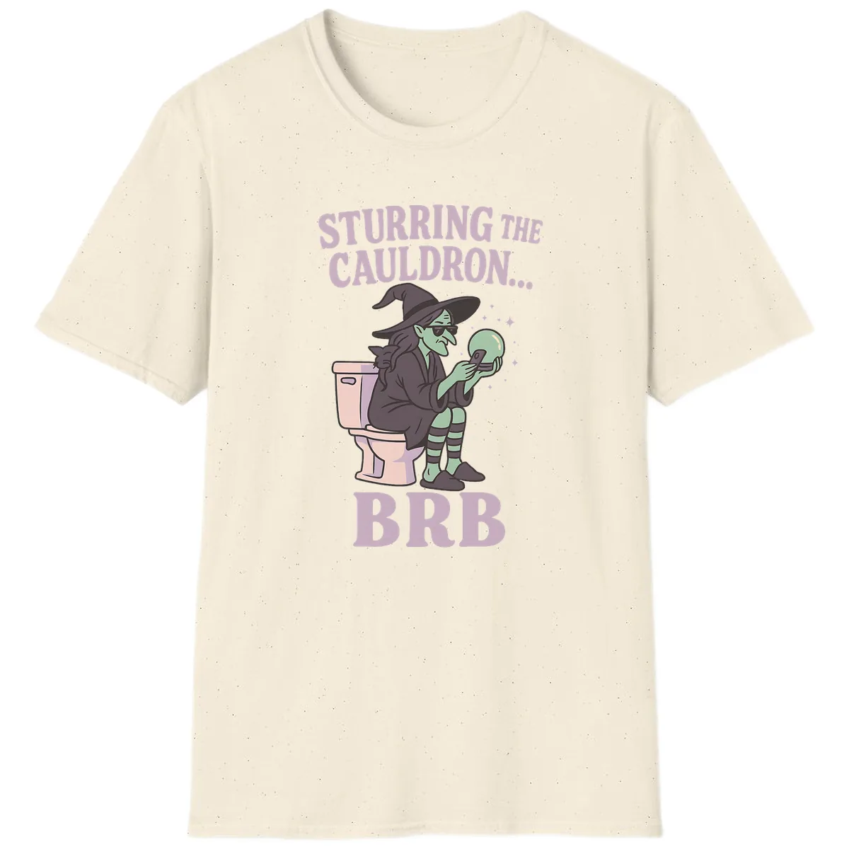 Stirring The Cauldron BRB Witch T-Shirt in Natural