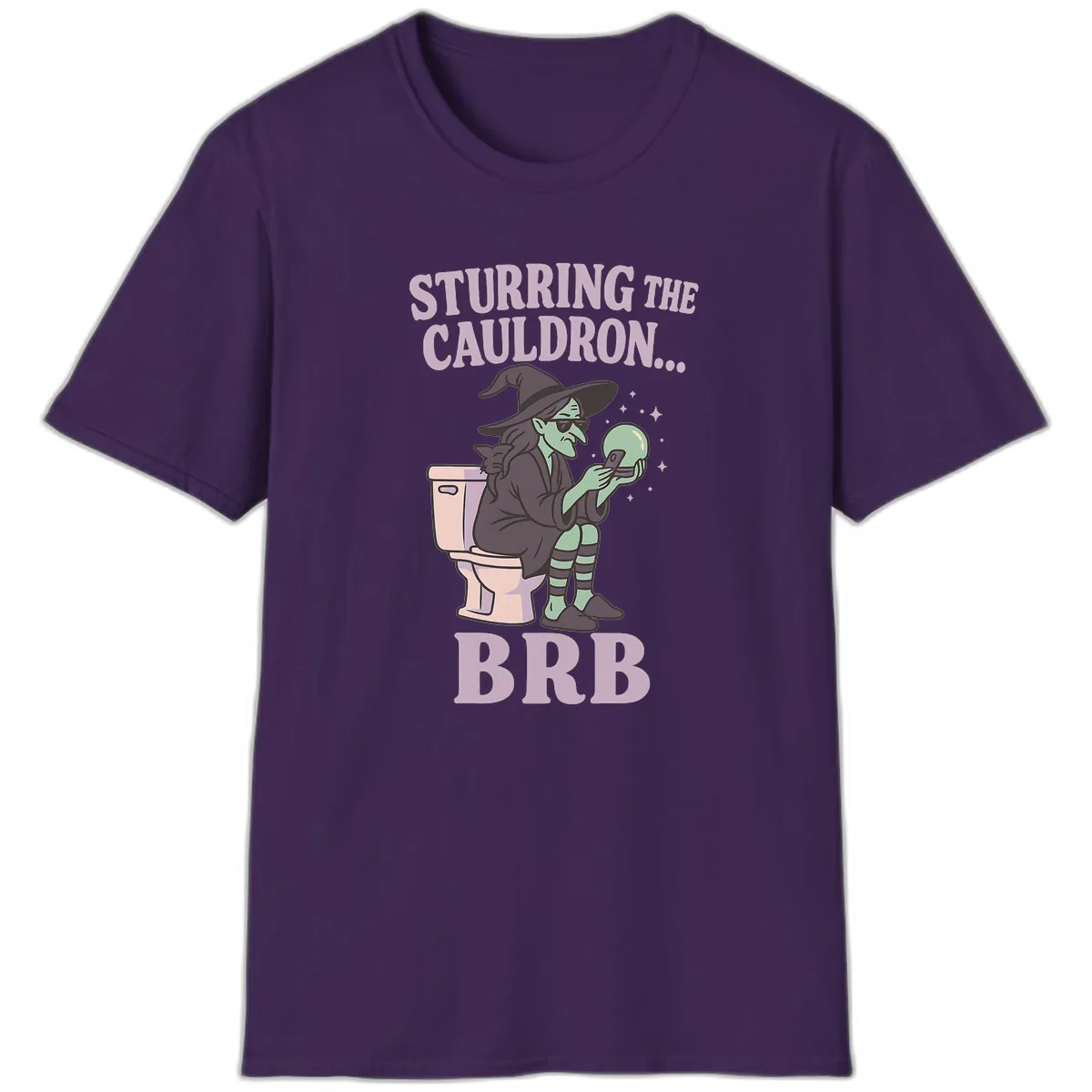 Stirring The Cauldron BRB Witch T-Shirt in Purple