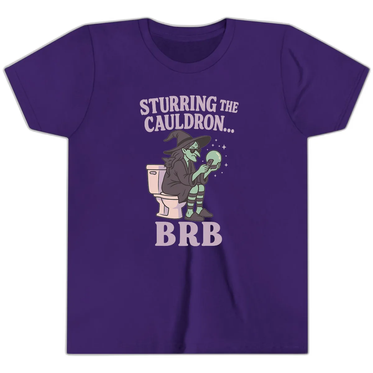 Stirring The Cauldron BRB Witch Youth T-Shirt in Team Purple