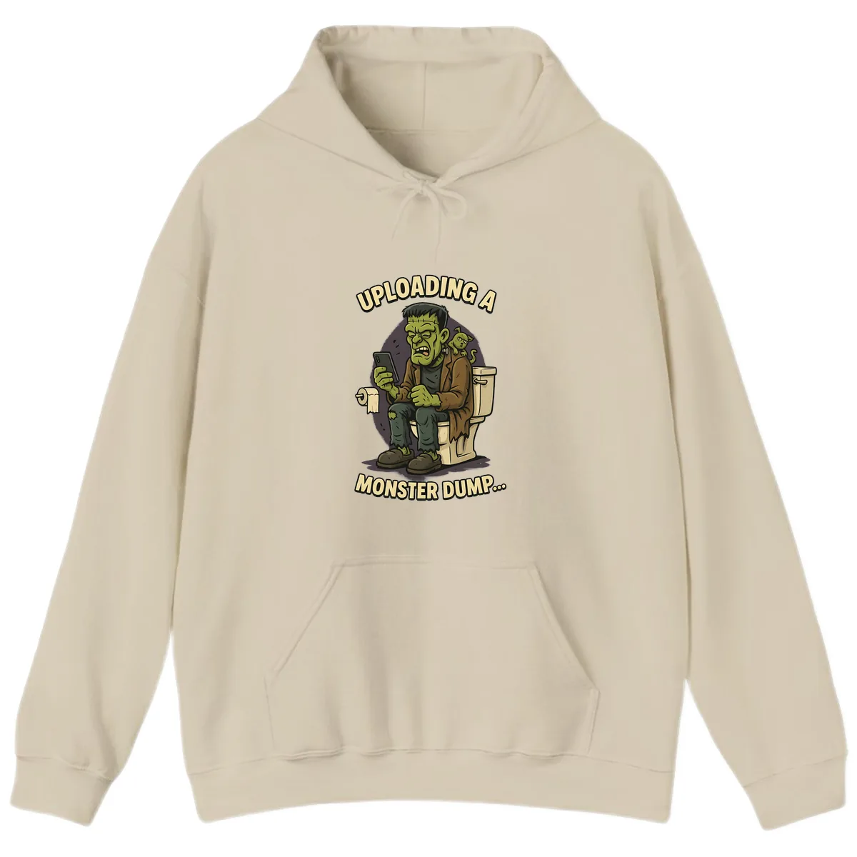 Uploading A Monster Dump Hoodie in Sand