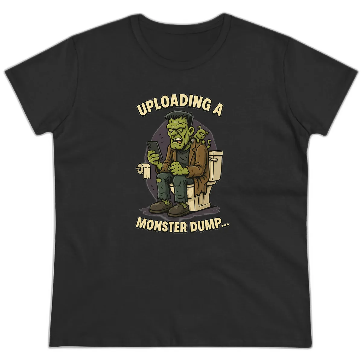 Uploading A Monster Dump Ladies Tee in Black