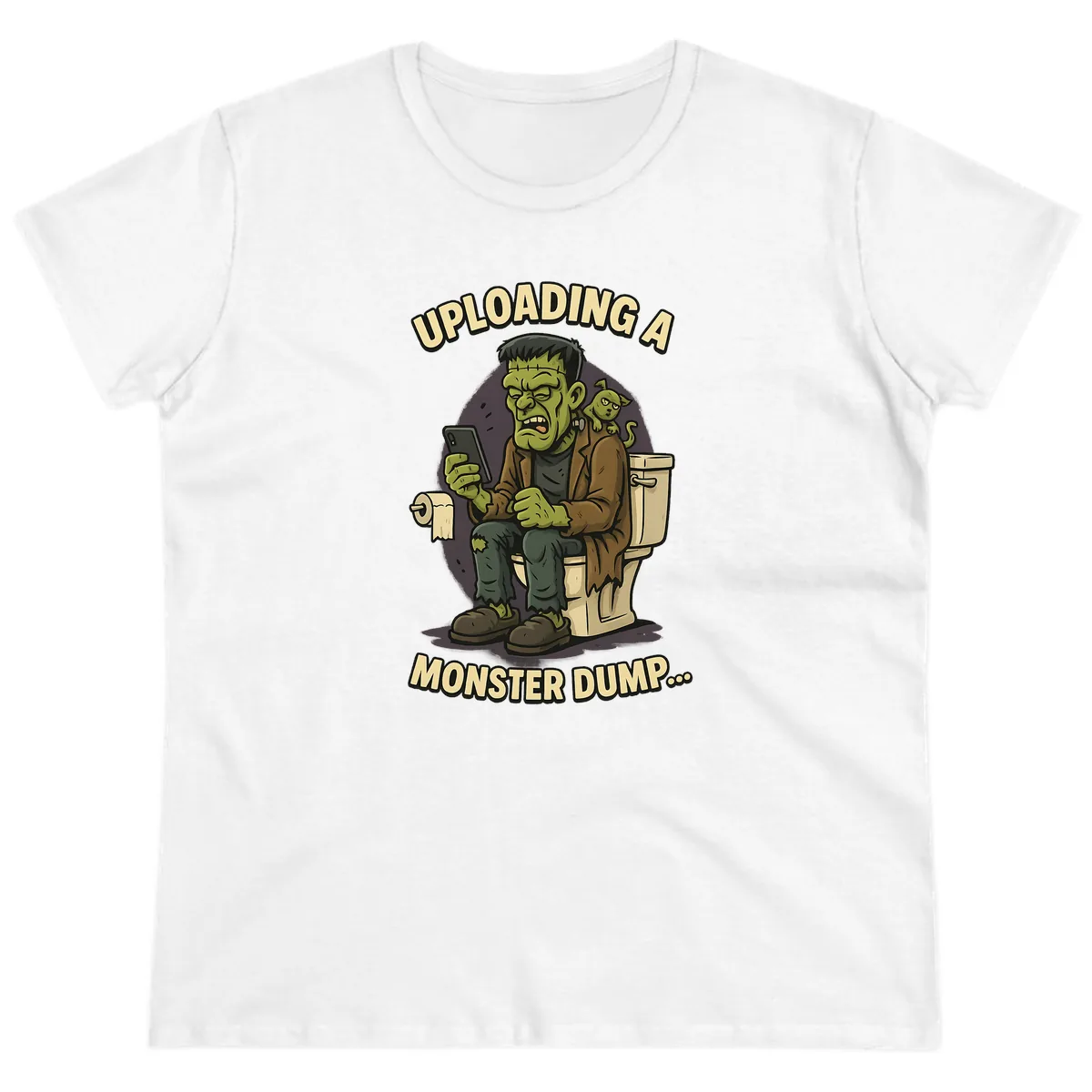 Uploading A Monster Dump Ladies Tee in White