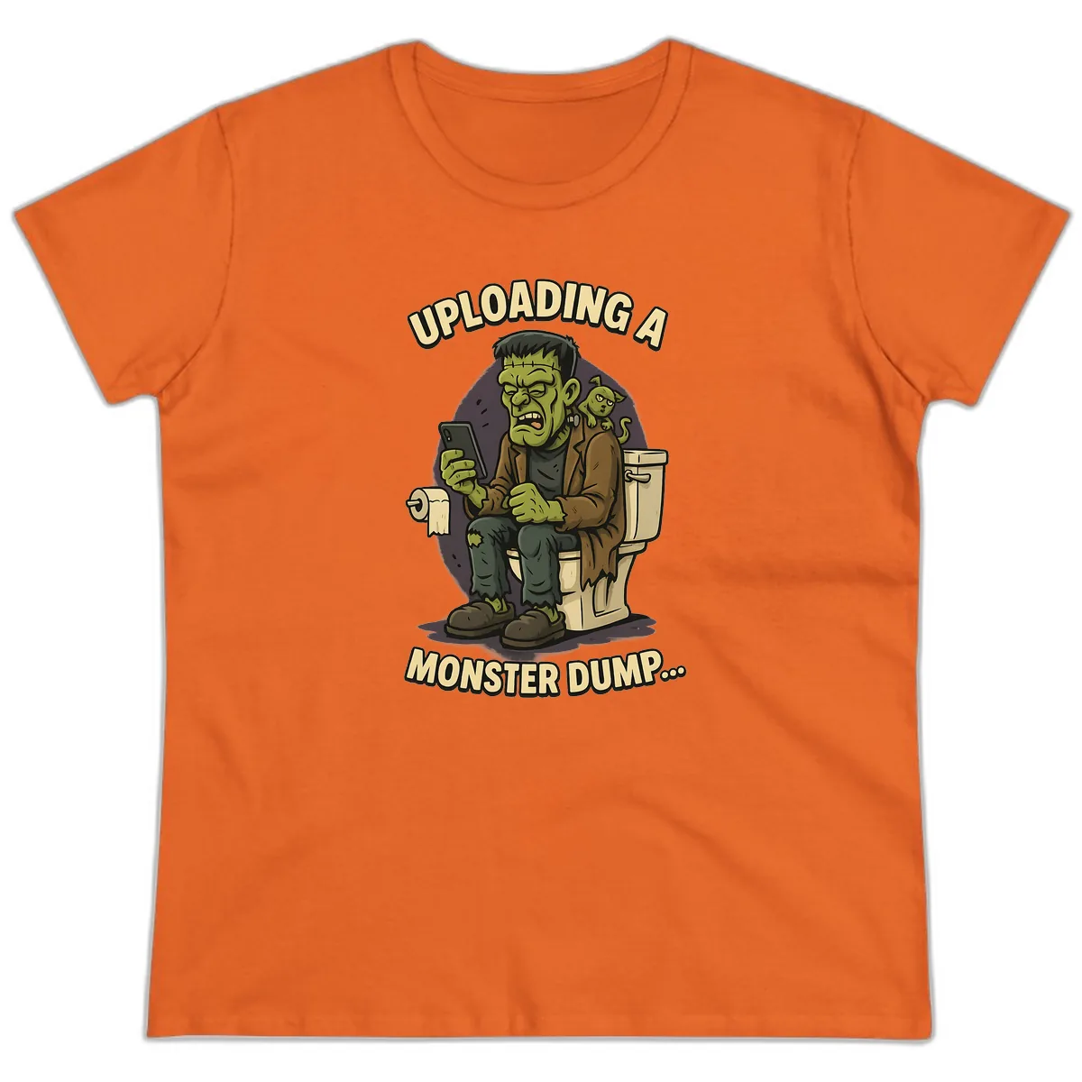 Uploading A Monster Dump Ladies Tee in Orange