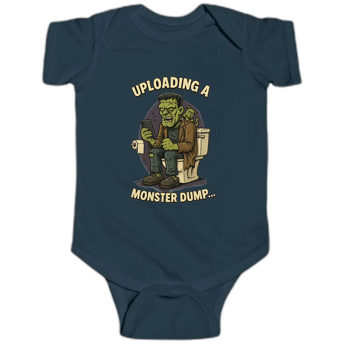Uploading A Monster Dump Baby Onesie in Navy