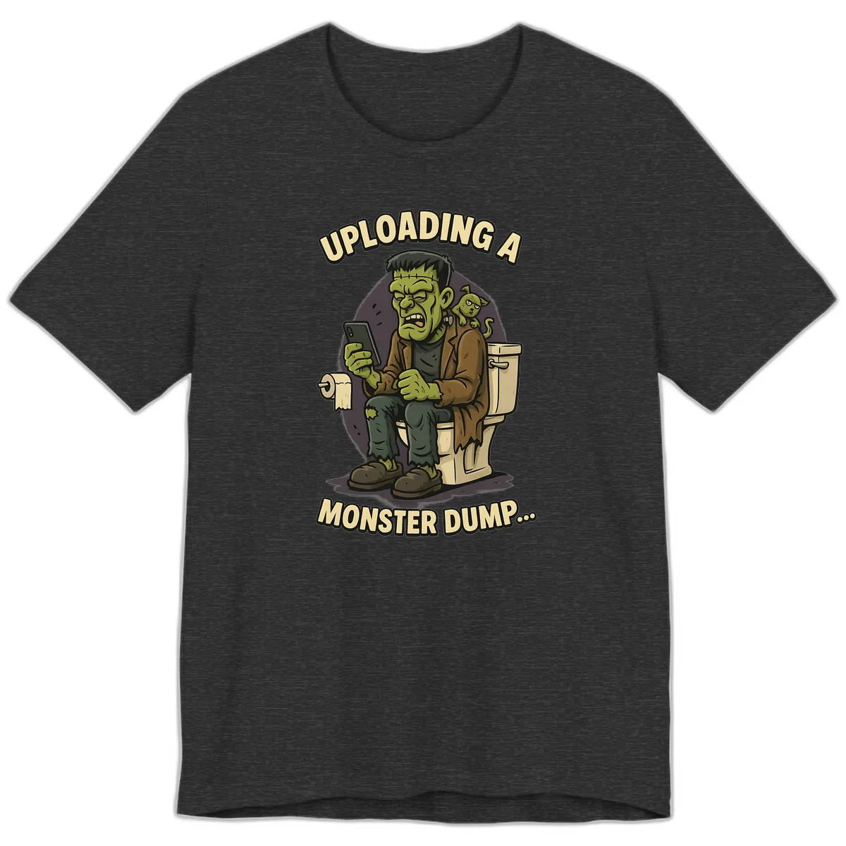 Uploading A Monster Dump Premium T-Shirt in Dark Grey Heather