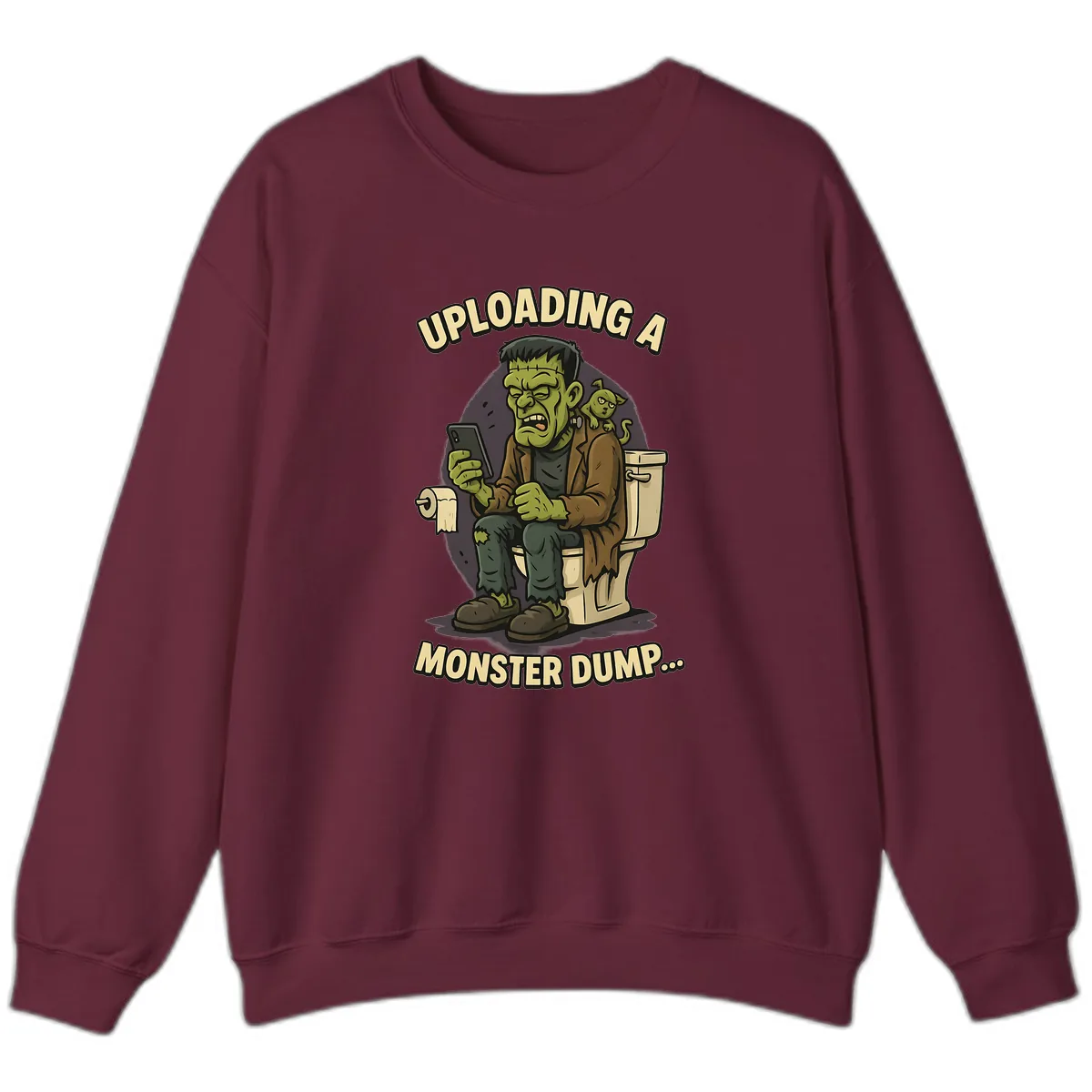 Uploading A Monster Dump Sweatshirt in Maroon