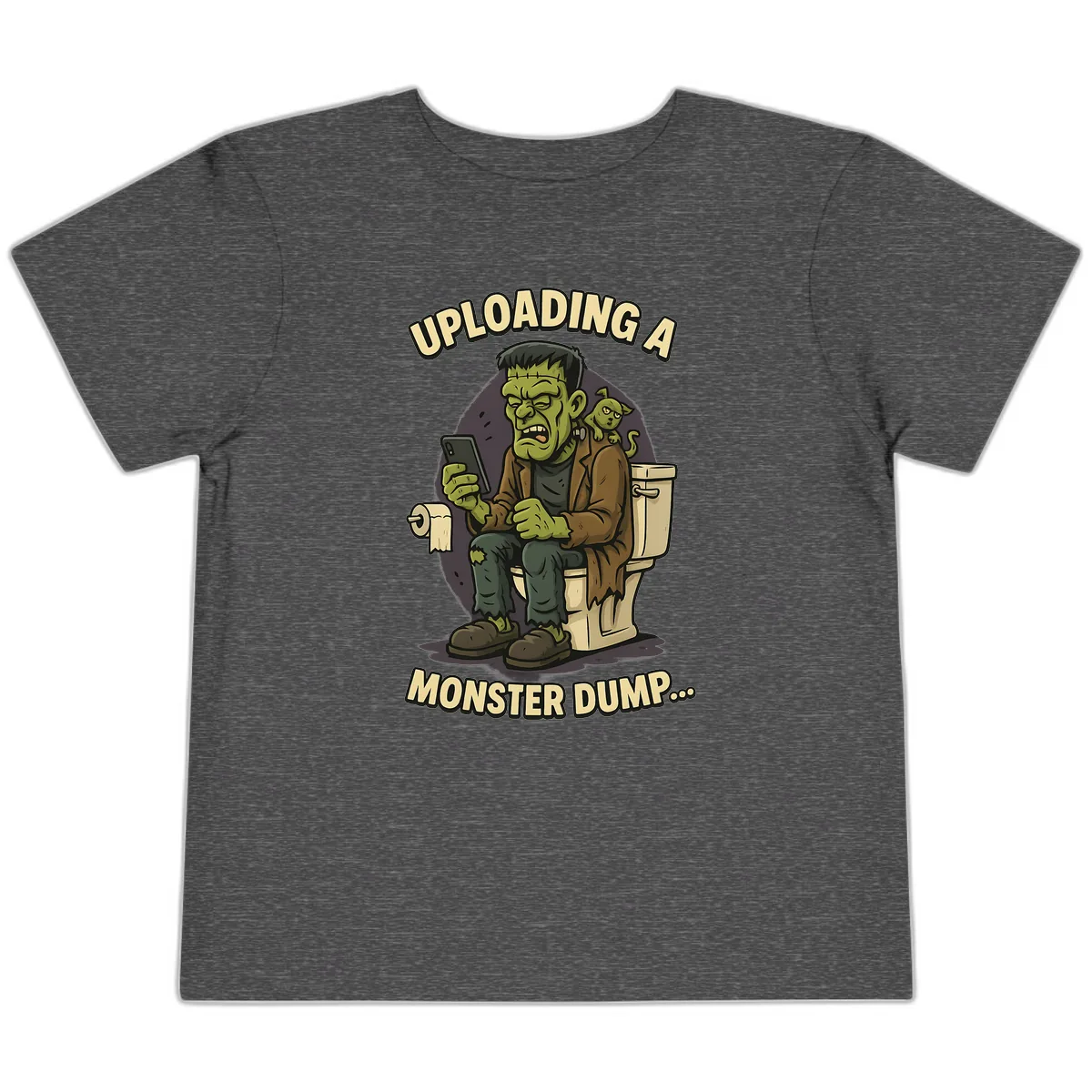 Uploading A Monster Dump Toddler T-Shirt in Dark Heather Grey