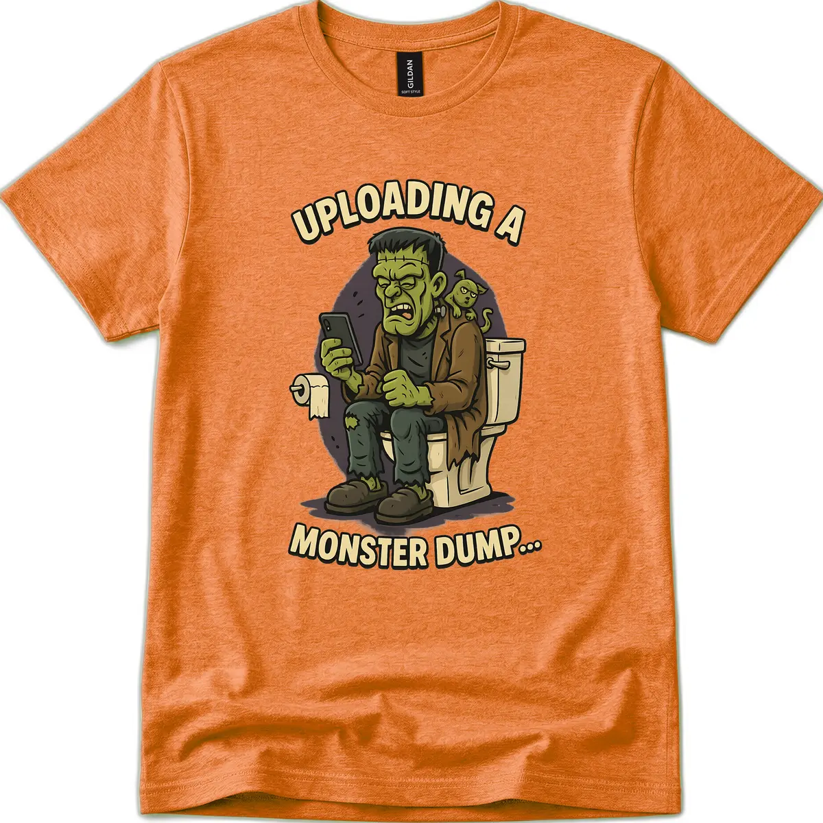 Uploading A Monster Dump T-Shirt in Heather Orange