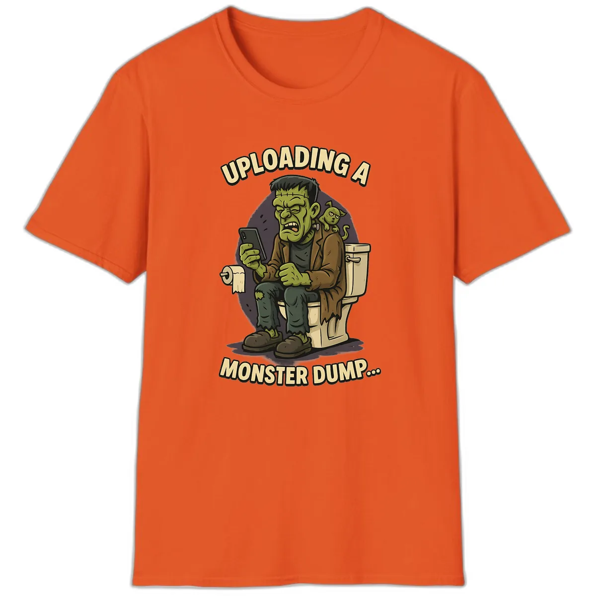 Uploading A Monster Dump T-Shirt in Orange