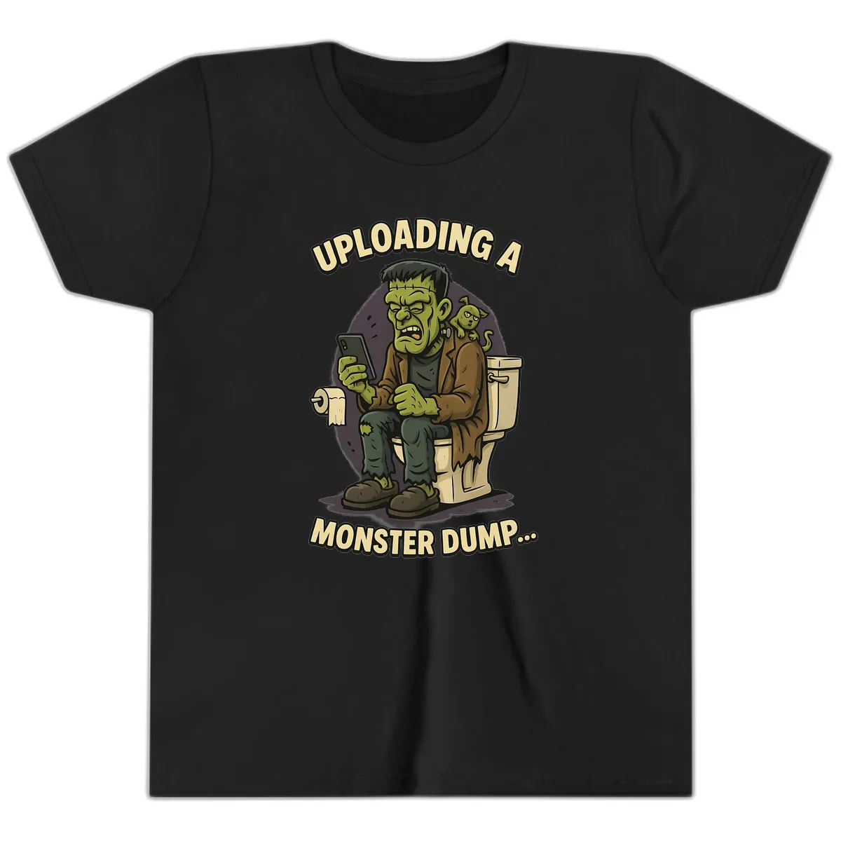 Uploading A Monster Dump Youth T-Shirt in Black