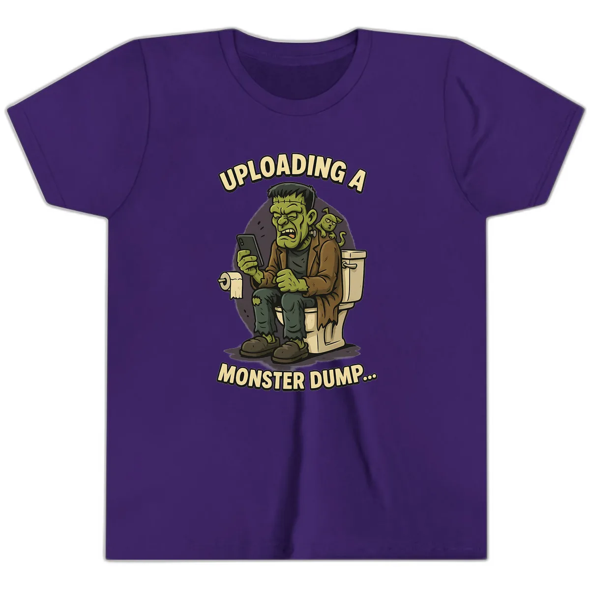 Uploading A Monster Dump Youth T-Shirt in Team Purple