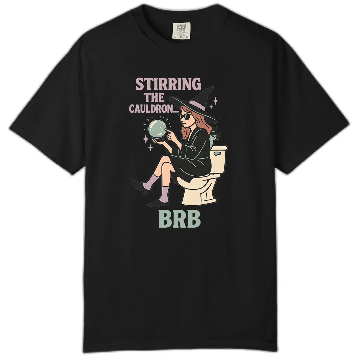 Stirring The Cauldron BRB Witch Design Comfort Color in Black