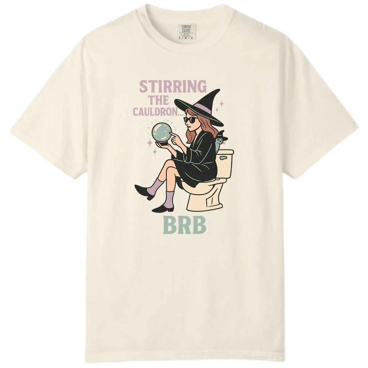 Stirring The Cauldron BRB Witch Design Comfort Color in Ivory