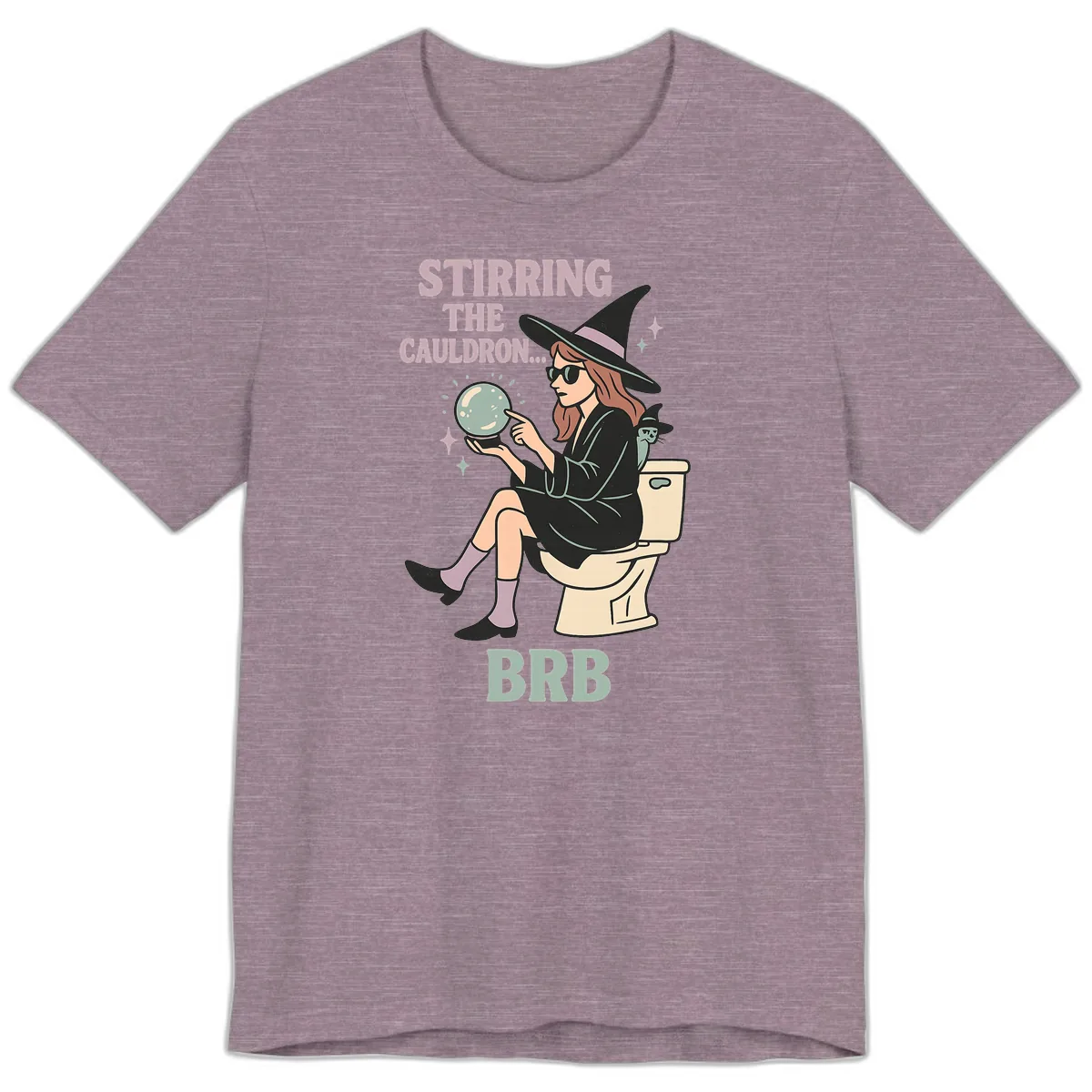 Stirring The Cauldron BRB Witch Design Premium T-Shirt in Heather Purple