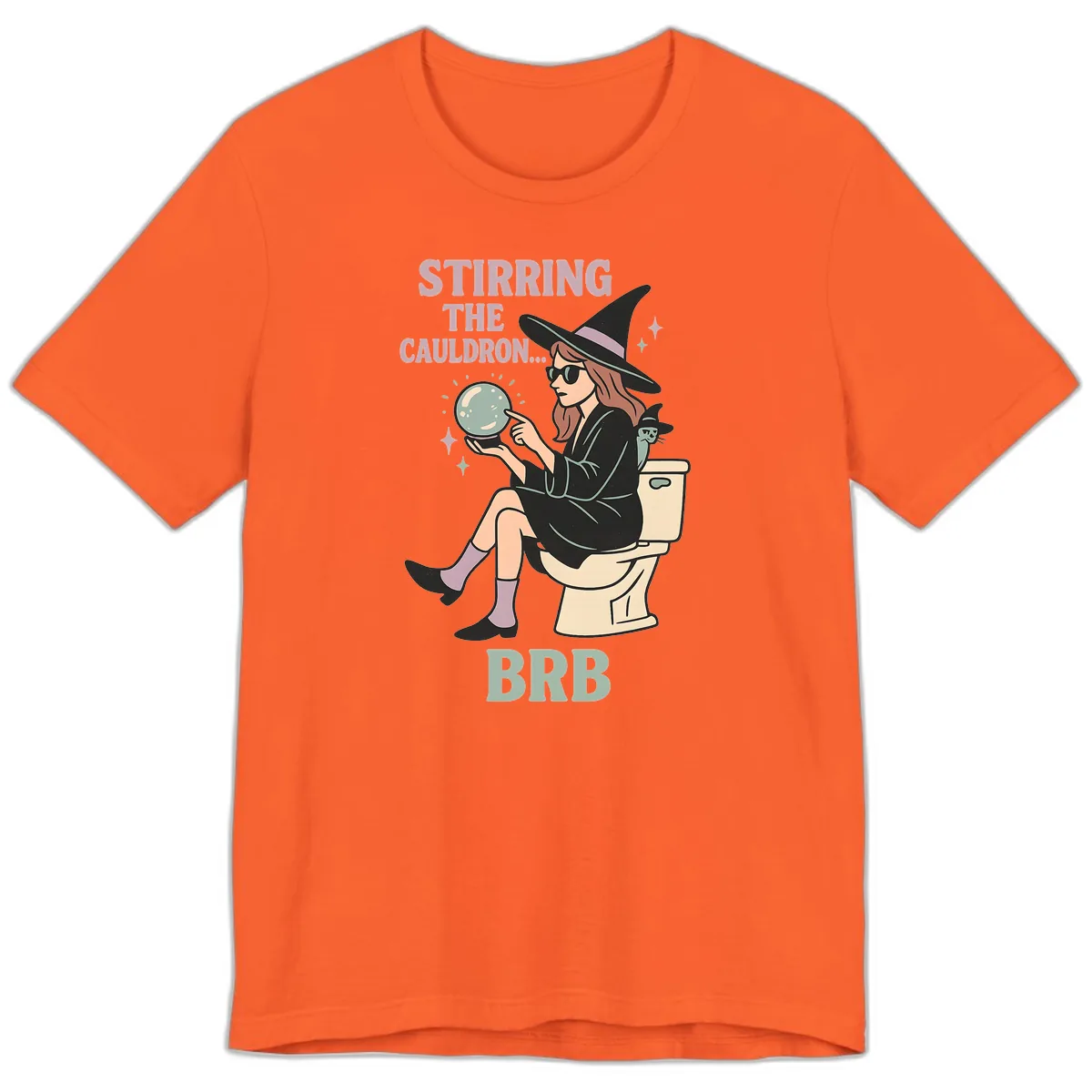 Stirring The Cauldron BRB Witch Design Premium T-Shirt in Orange