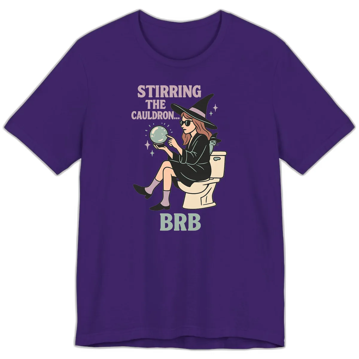 Stirring The Cauldron BRB Witch Design Premium T-Shirt in Team Purple