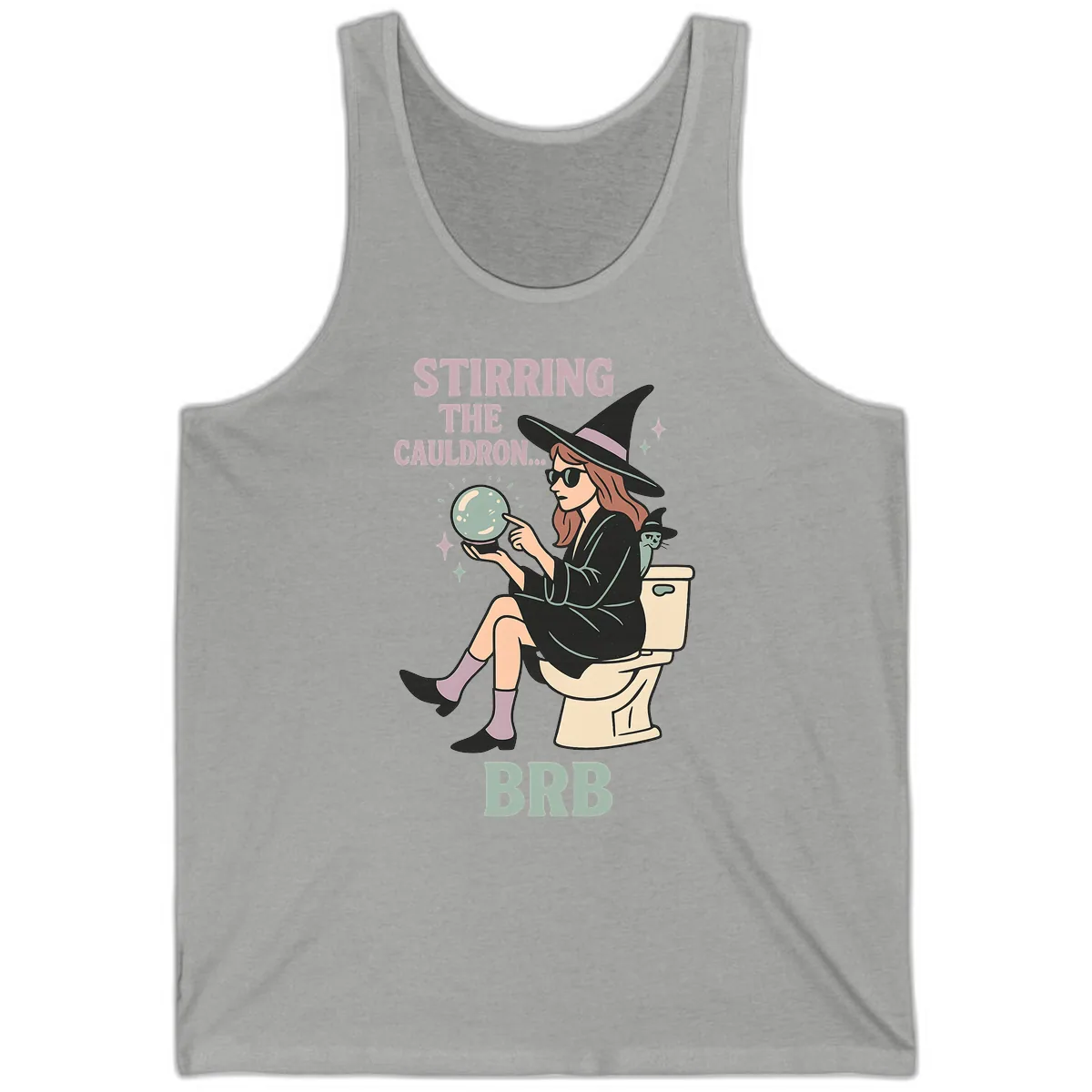 Stirring The Cauldron BRB Witch Design Tank in Athletic Heather