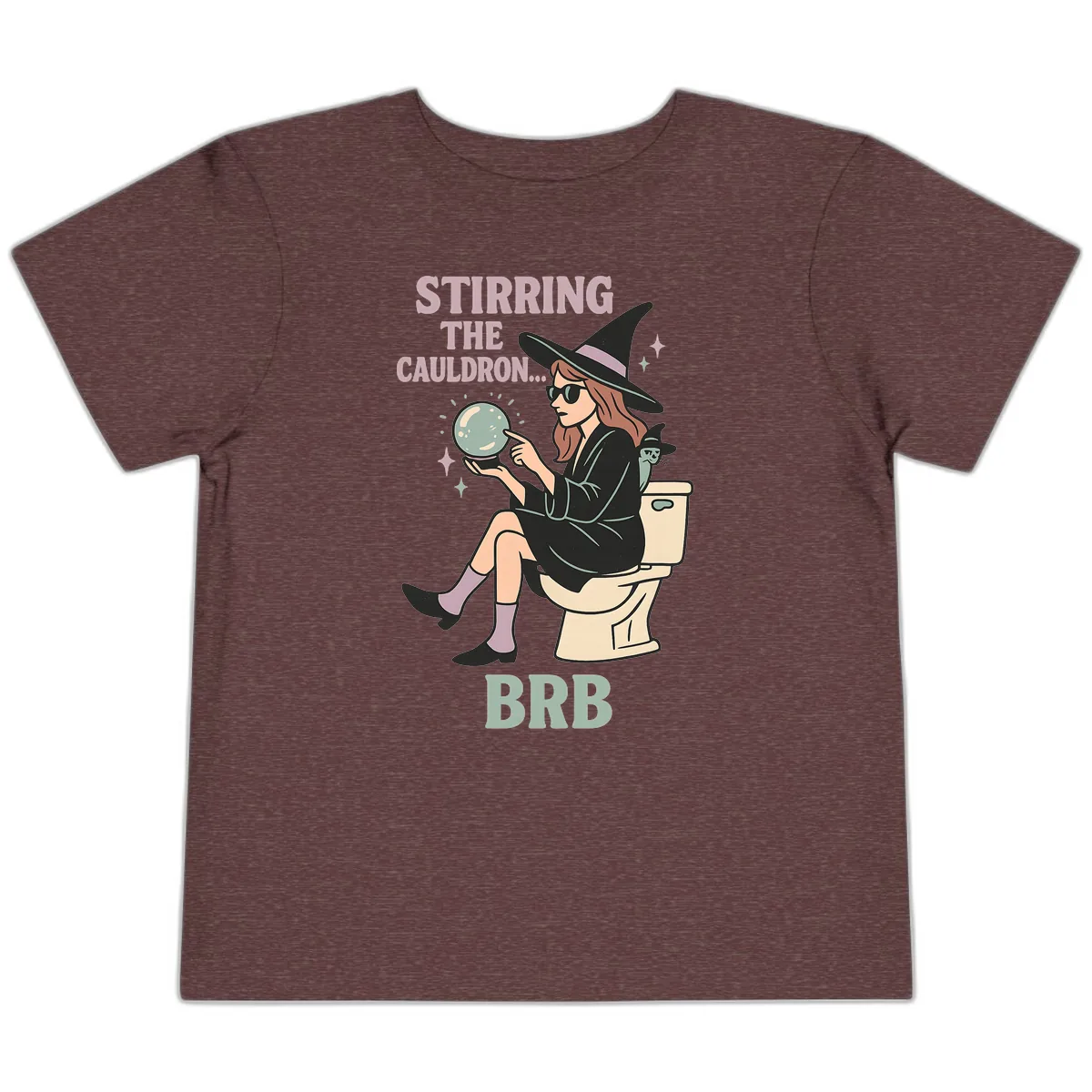Stirring The Cauldron BRB Witch Design Toddler T-Shirt in Heather Maroon