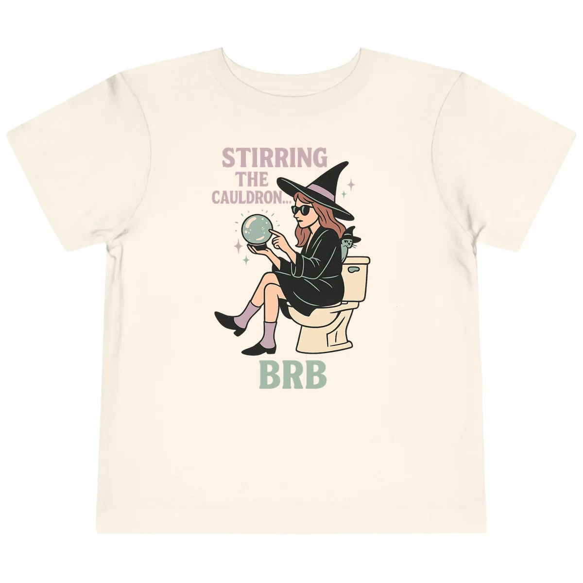 Stirring The Cauldron BRB Witch Design Toddler T-Shirt in Natural