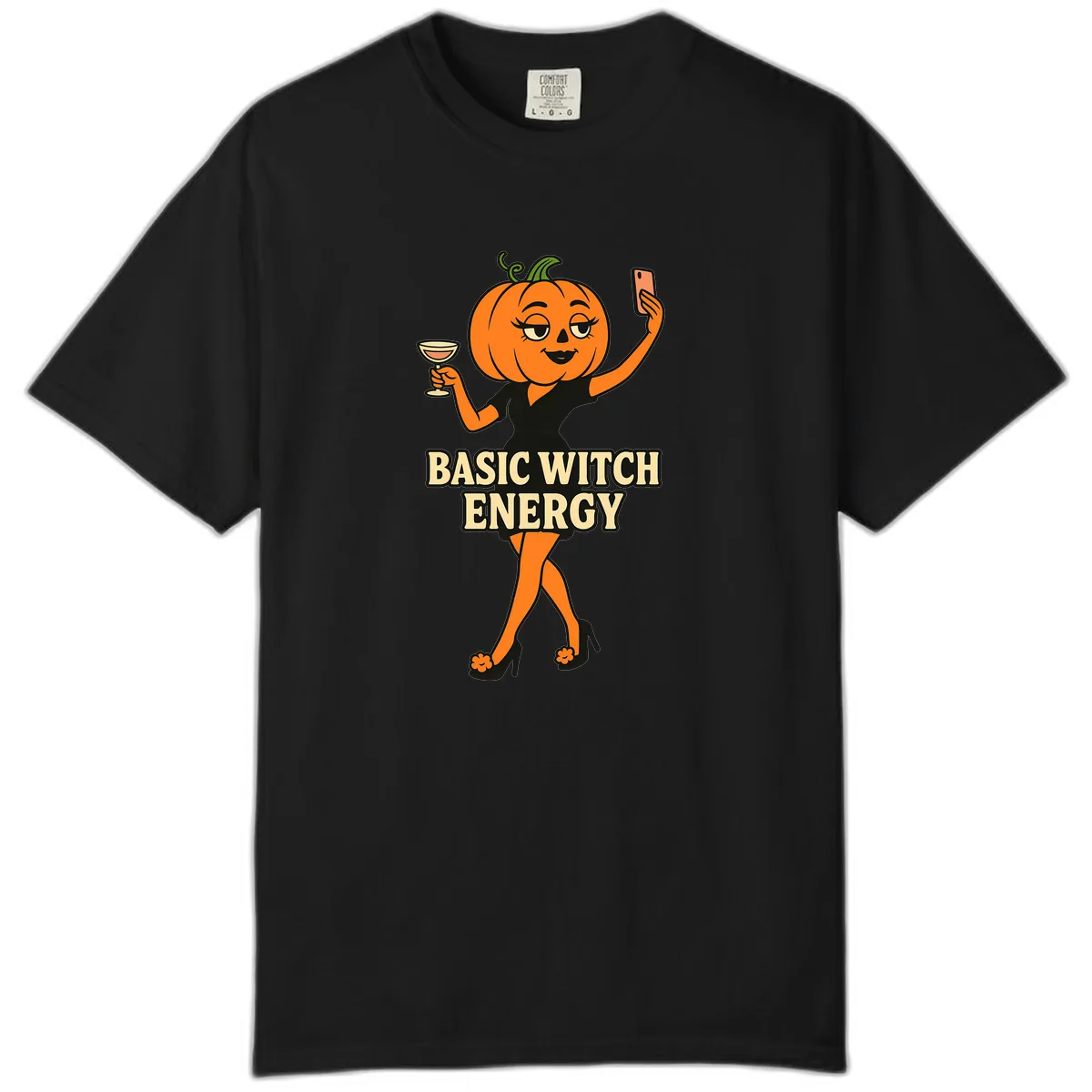 Basic Witch Energy Pumpkin Halloween Comfort Color in Black