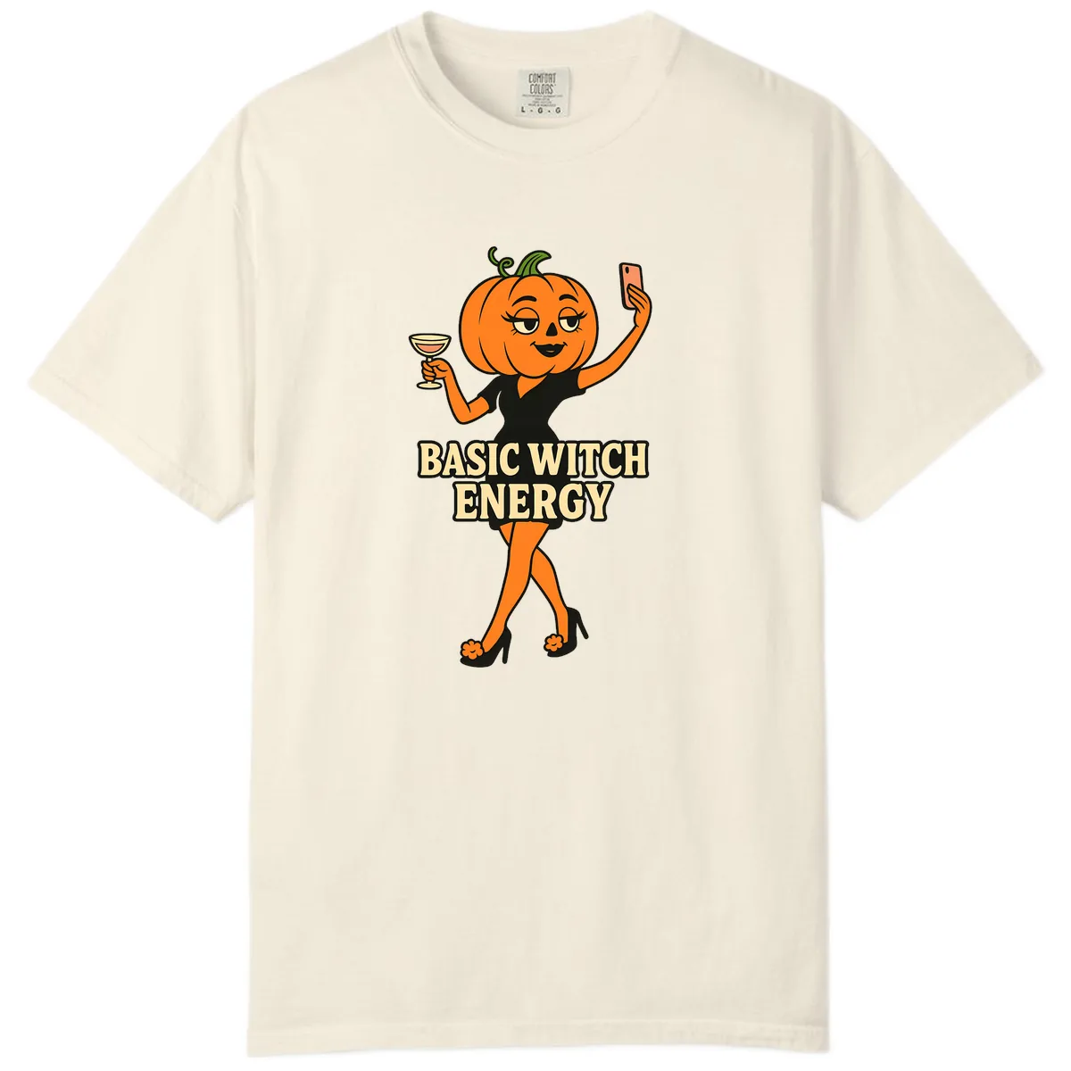Basic Witch Energy Pumpkin Halloween Comfort Color in Ivory