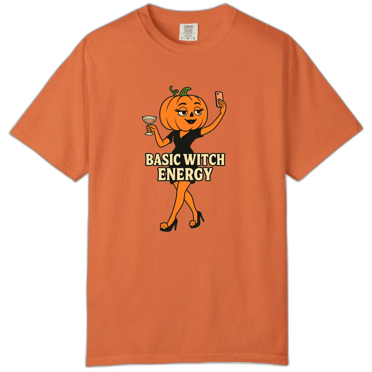 Basic Witch Energy Pumpkin Halloween Comfort Color in Burnt Orange