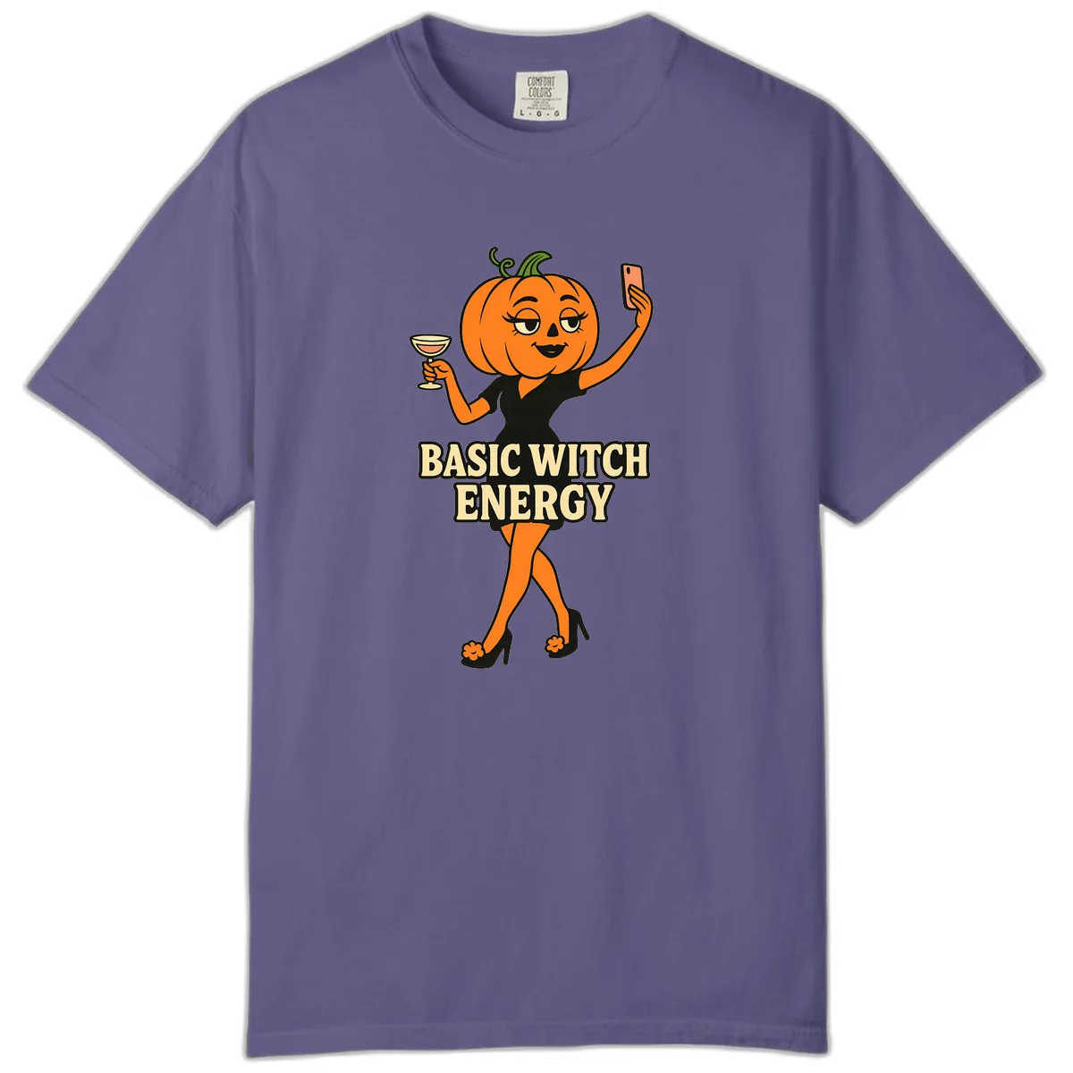 Basic Witch Energy Pumpkin Halloween Comfort Color in Grape