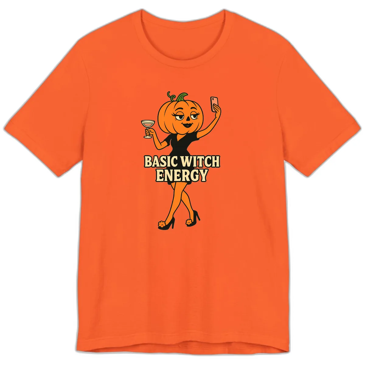Basic Witch Energy Pumpkin Halloween Premium T-Shirt in Orange