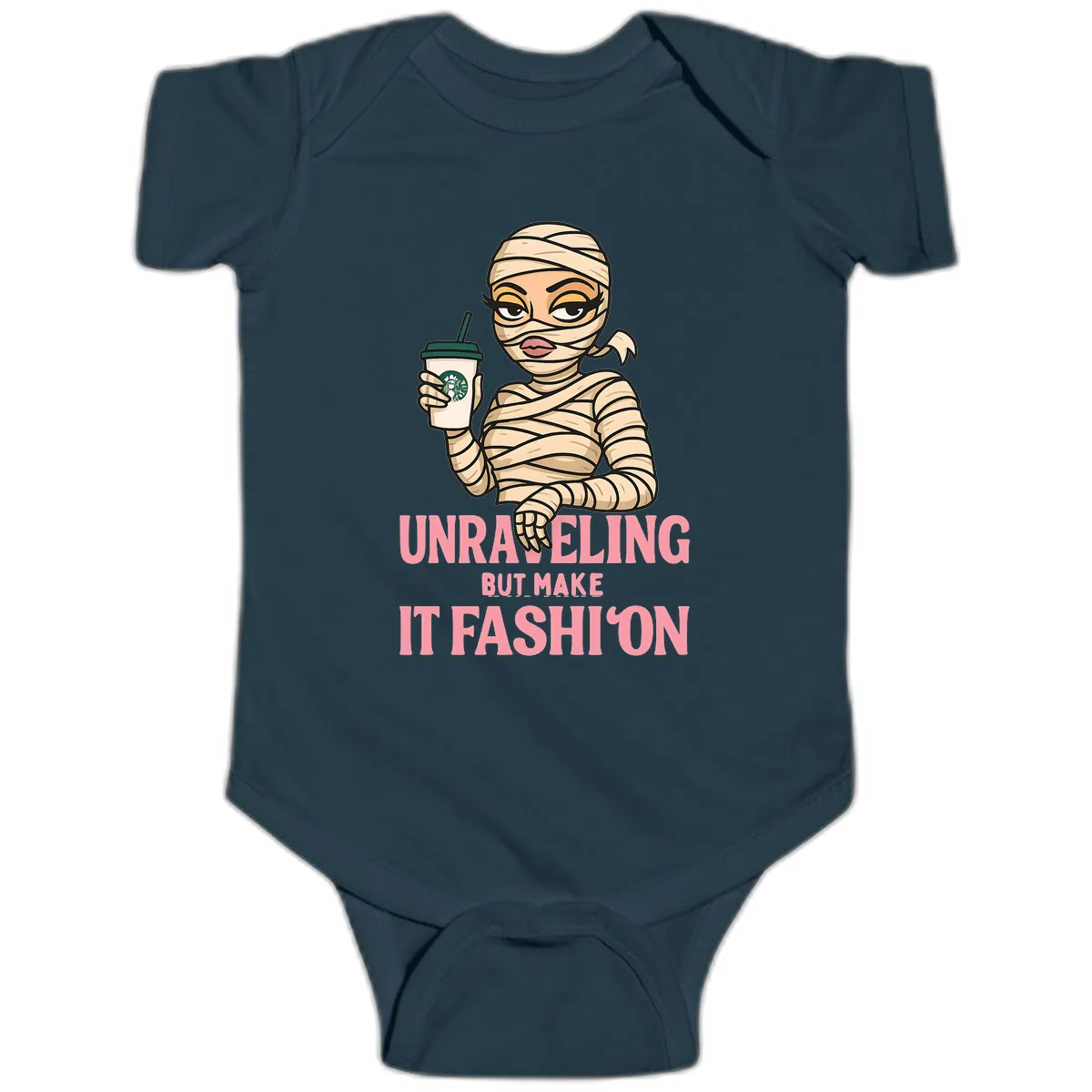 Unraveling But Make It Fashion Baby Onesie in Navy
