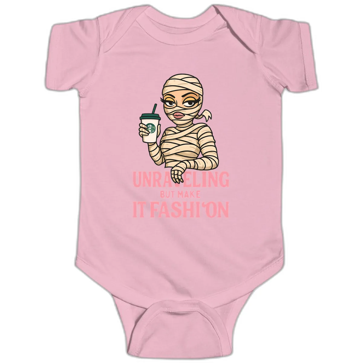 Unraveling But Make It Fashion Baby Onesie in Pink