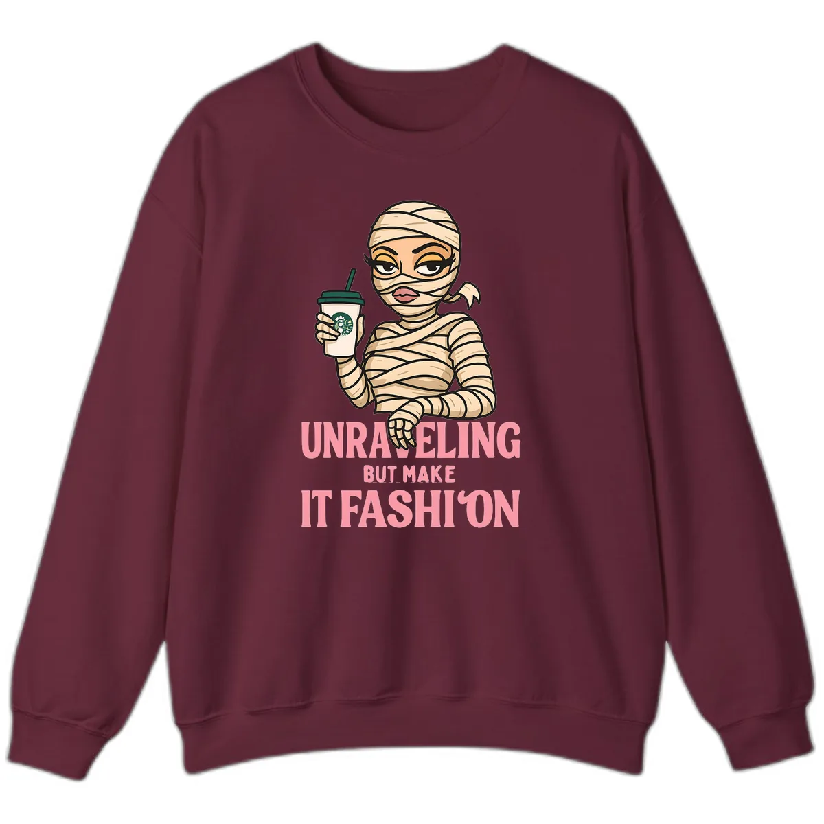 Unraveling But Make It Fashion Sweatshirt in Maroon