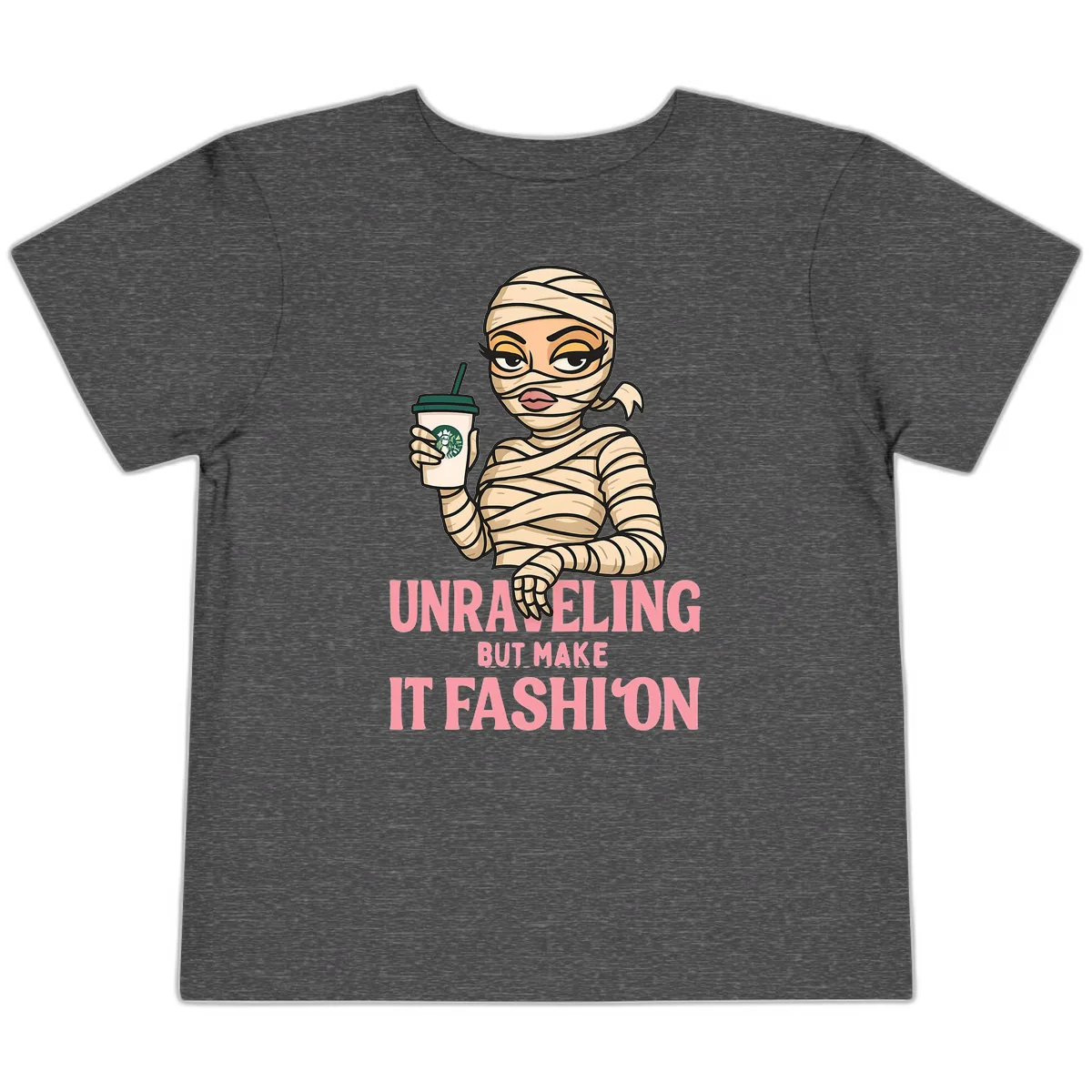 Unraveling But Make It Fashion Toddler T-Shirt in Dark Heather Grey