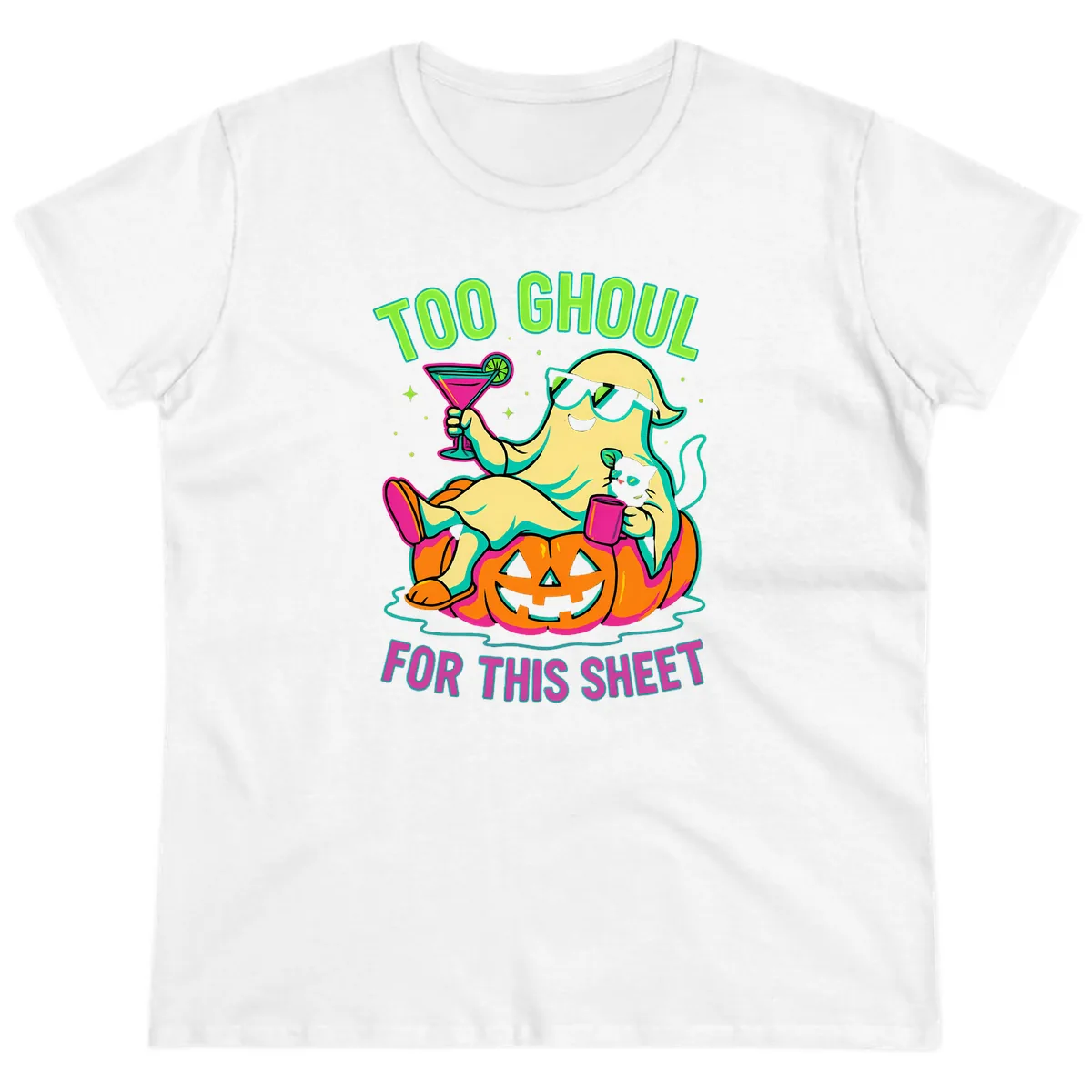 Too Ghoul For This Sheet Ladies Tee in White