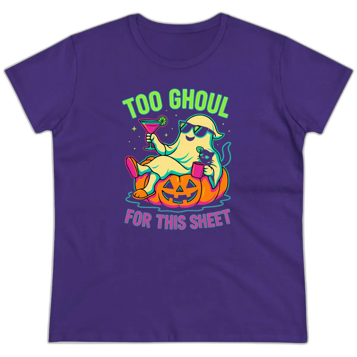 Too Ghoul For This Sheet Ladies Tee in Purple