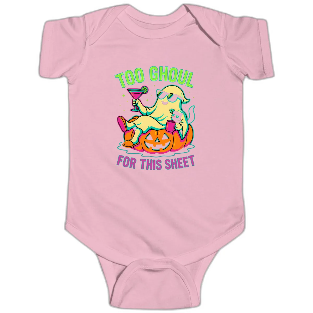 Too Ghoul For This Sheet Baby Onesie in Pink