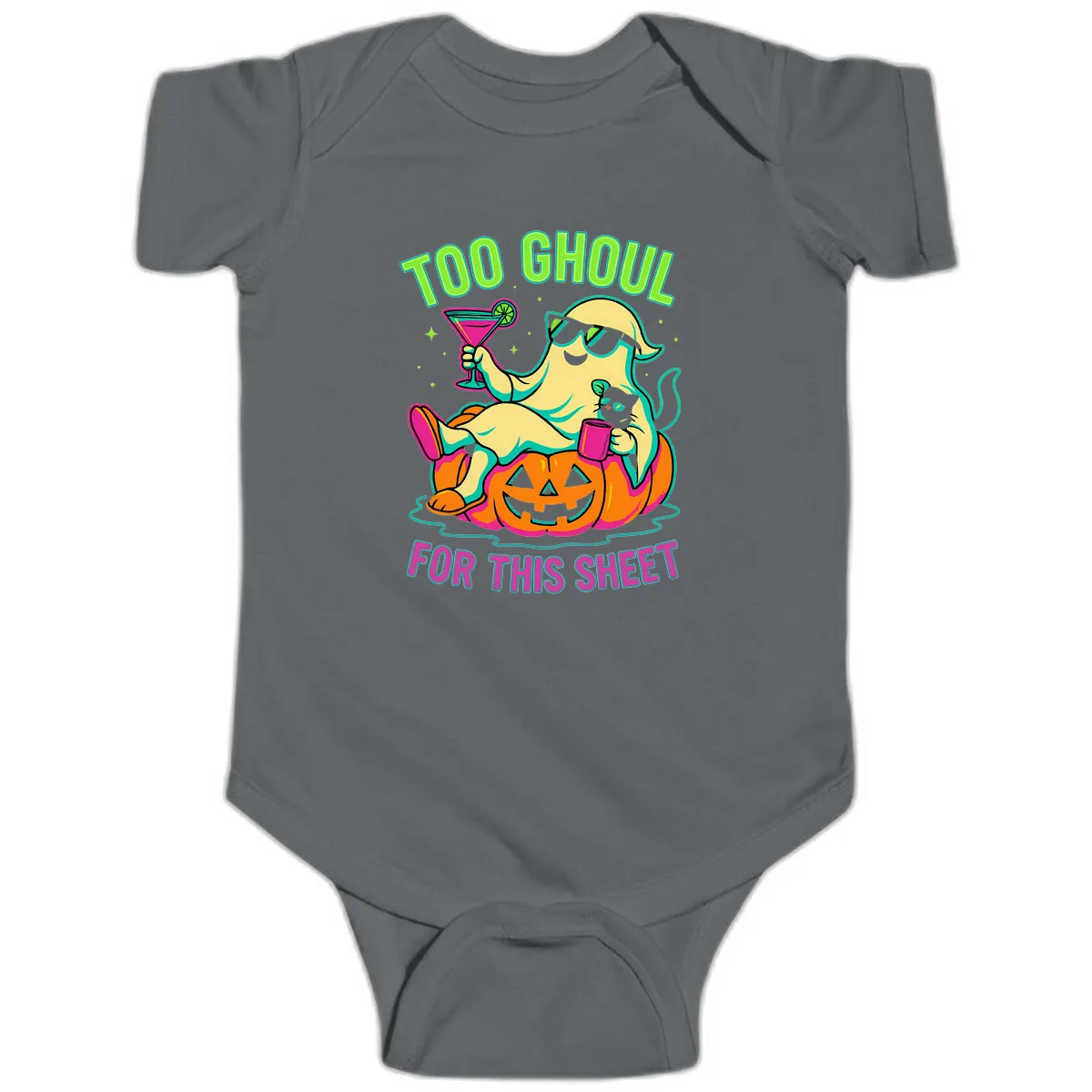 Too Ghoul For This Sheet Baby Onesie in Charcoal
