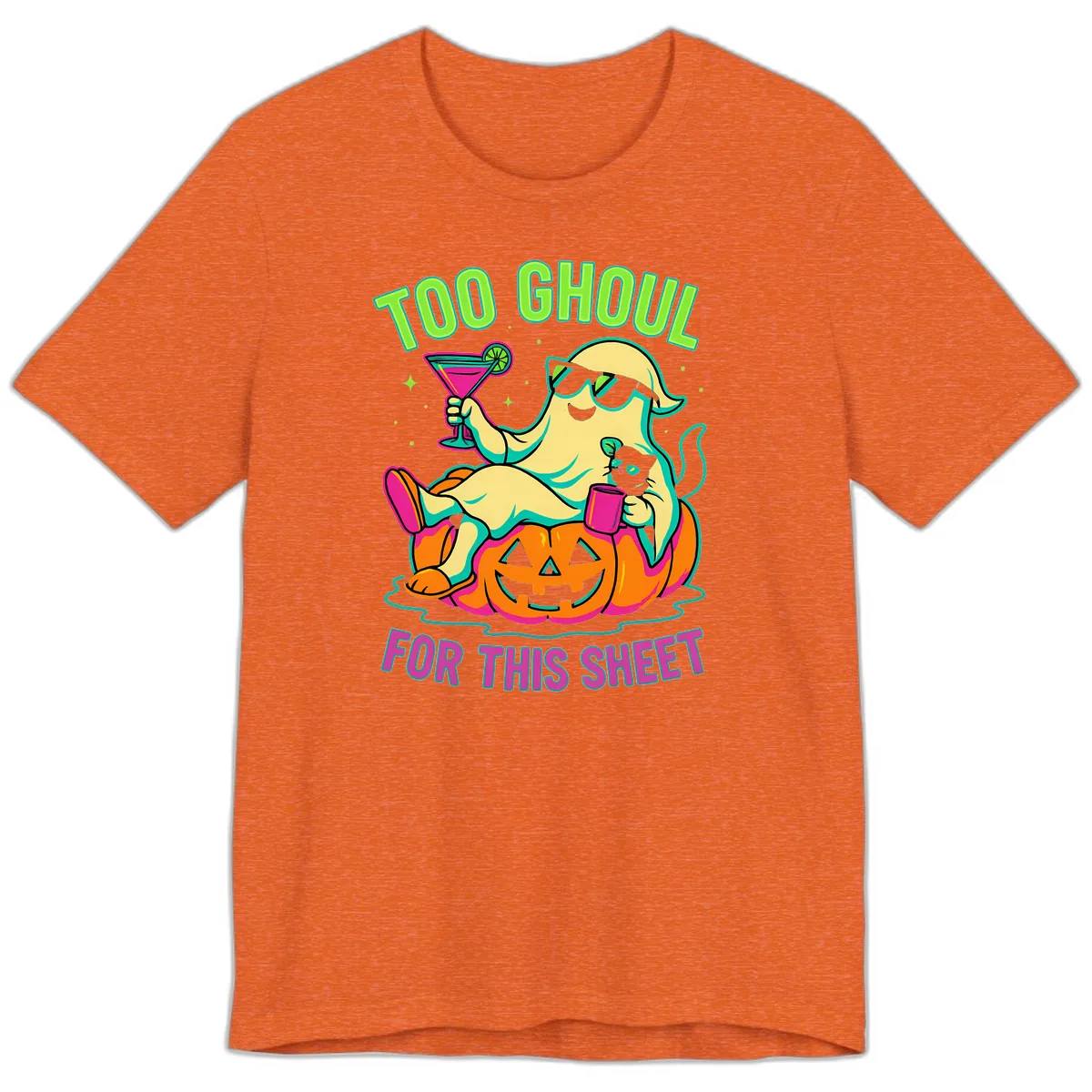 Too Ghoul For This Sheet Premium T-Shirt in Heather Orange
