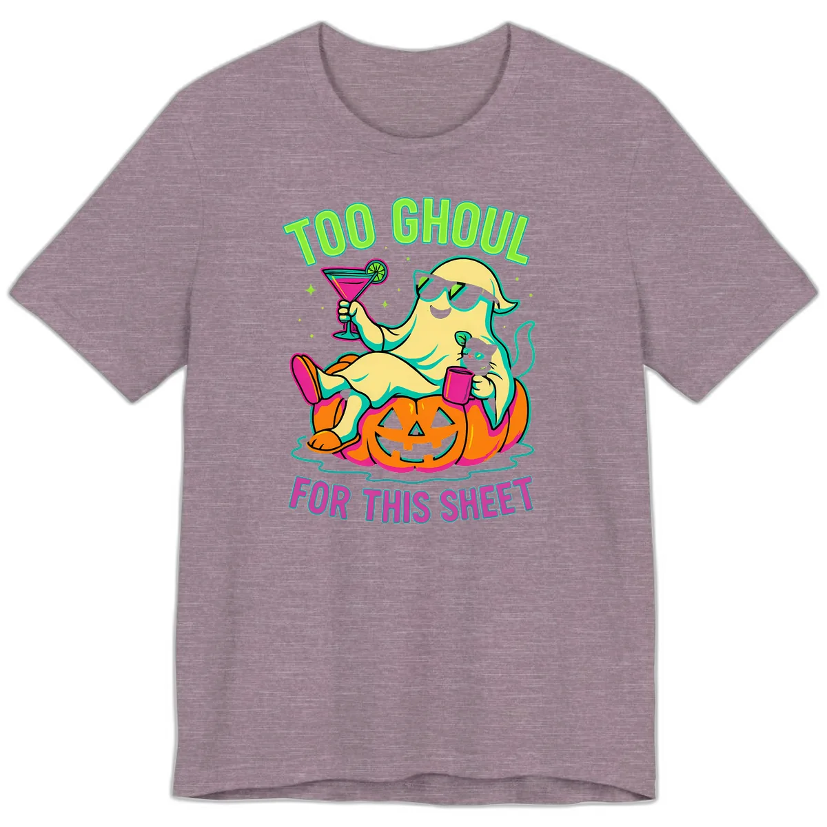 Too Ghoul For This Sheet Premium T-Shirt in Heather Purple