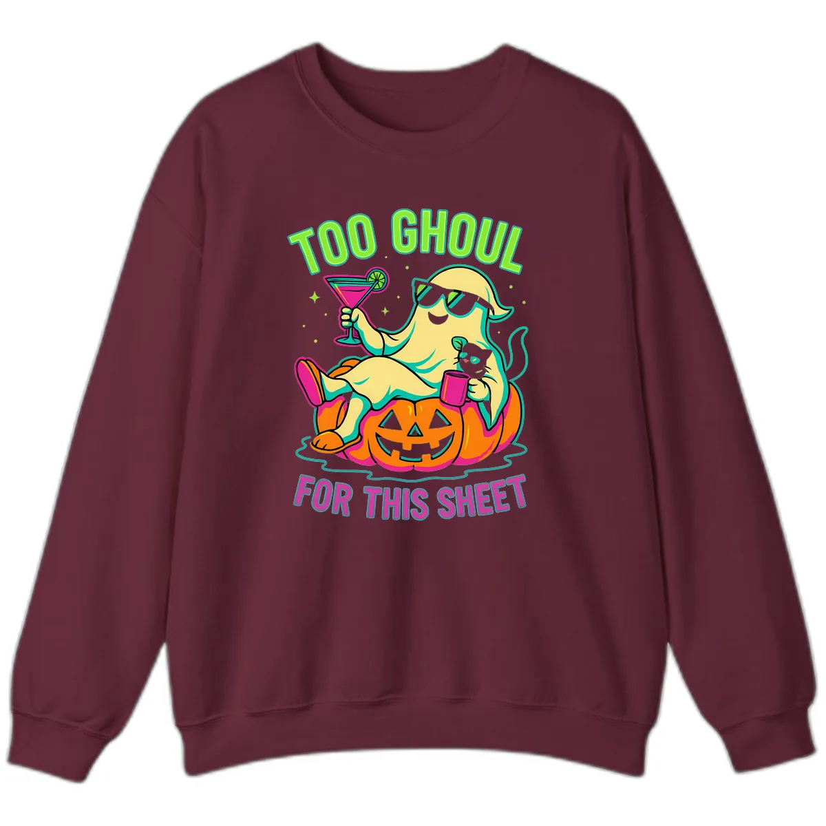 Too Ghoul For This Sheet Sweatshirt in Maroon