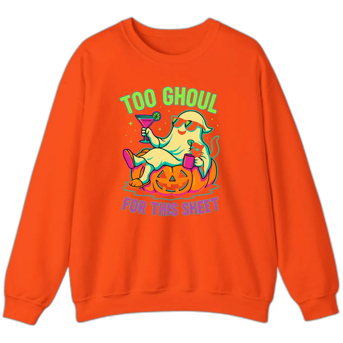 Too Ghoul For This Sheet Sweatshirt in Orange