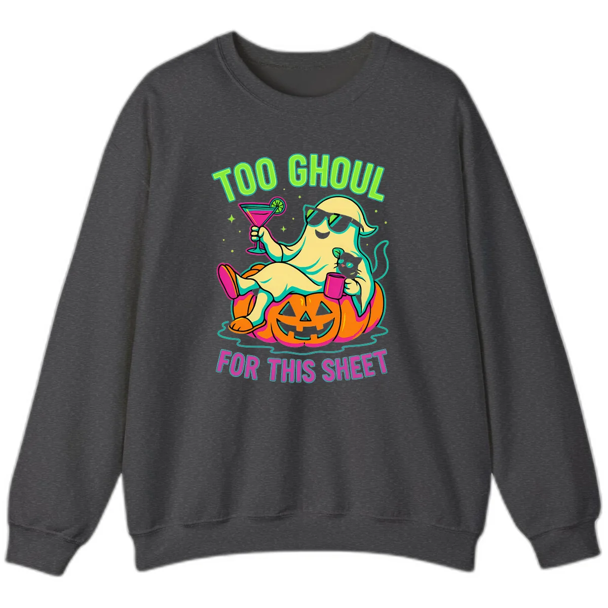 Too Ghoul For This Sheet Sweatshirt in Dark Heather
