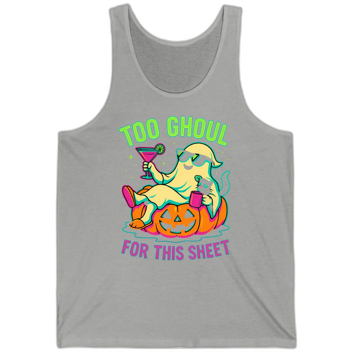 Too Ghoul For This Sheet Tank in Athletic Heather