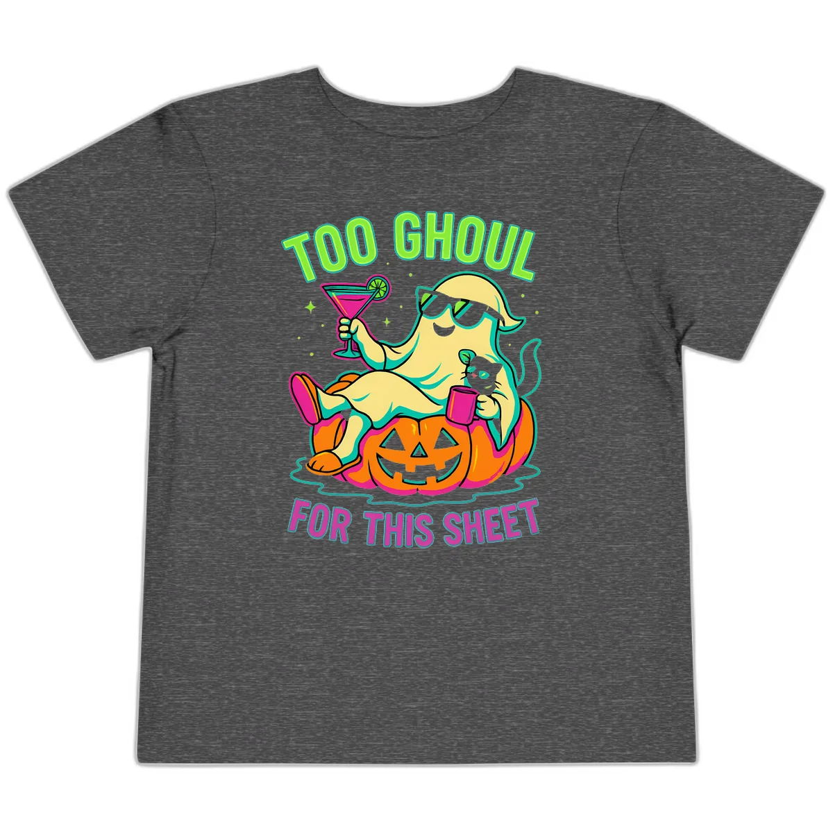 Too Ghoul For This Sheet Toddler T-Shirt in Dark Heather Grey