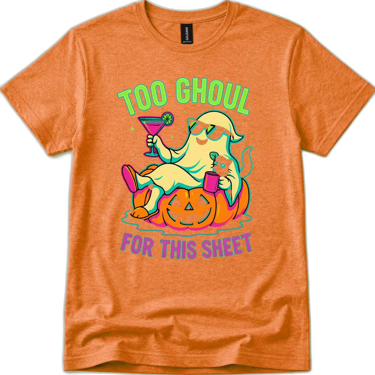 Too Ghoul For This Sheet T-Shirt in Heather Orange