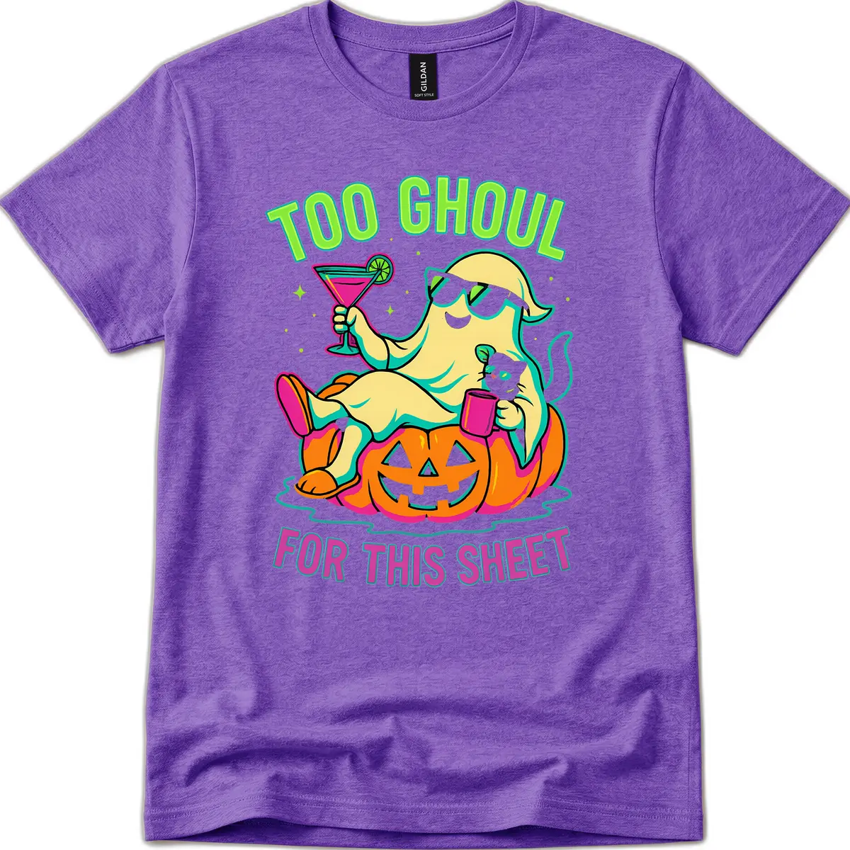Too Ghoul For This Sheet T-Shirt in Heather Purple
