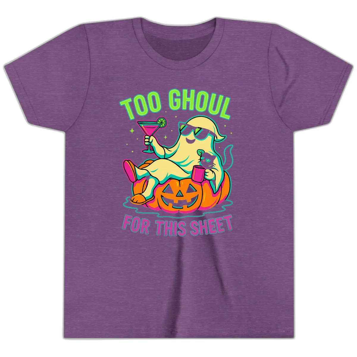 Too Ghoul For This Sheet Youth T-Shirt in Heather Team Purple