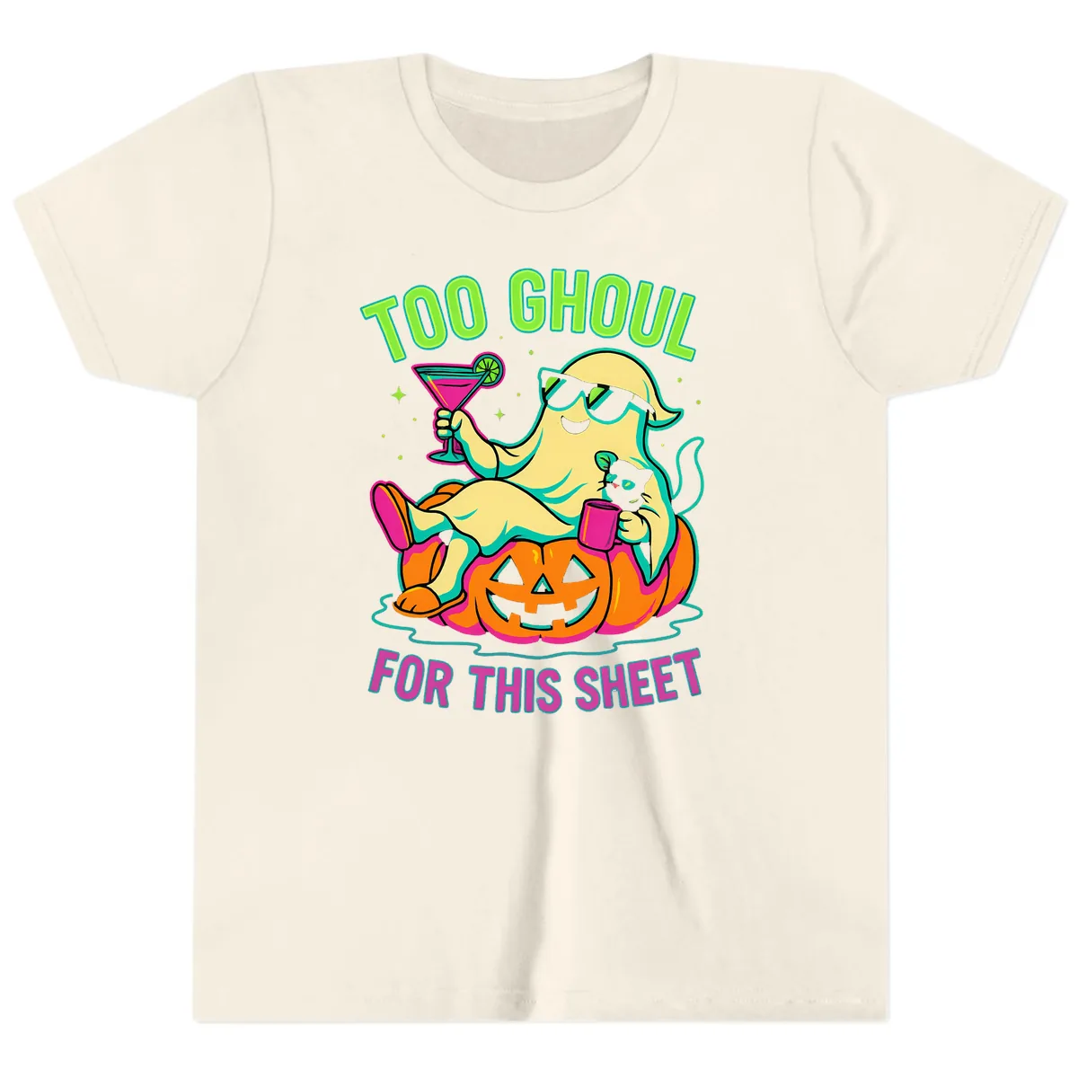 Too Ghoul For This Sheet Youth T-Shirt in Natural