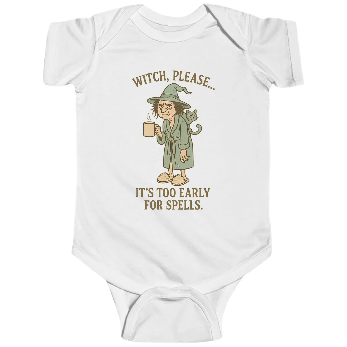 Witch, Please It's Too Early For Spells Baby Onesie in White
